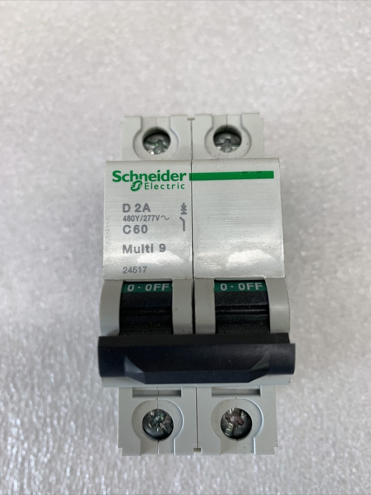 Schneider 24517 Multi 9 C60 D2A 2 Amp 2 Pole 480/277 V D 2A Circuit Breaker New