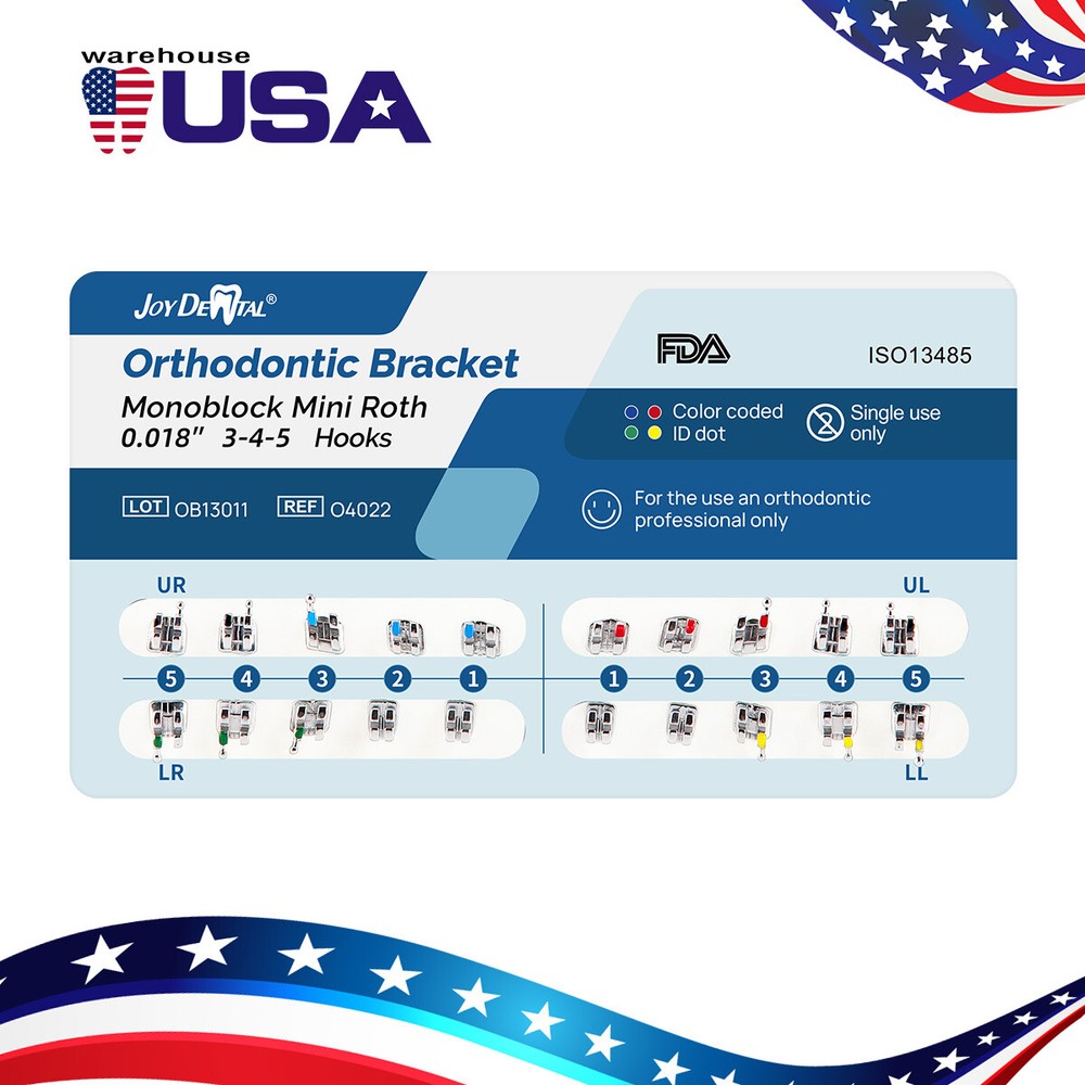 20pcs Dental Orthodontic MIM Brackets Brace Mini Roth/MBT 0.022/0.018 345 Hook J
