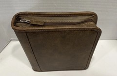 Franklin Covey 7-Ring Brown Zip Around Faux Leather Binder Organizer Planner