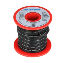 24 Gauge Silicone Ribbon Cable Flexible 4P Black 25 ft Flat Cable 24AWG Stranded
