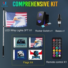 Mictuning 3Ft Cob Whip Lights Rgbic Chasing Appremote Control Rocker Switch 4