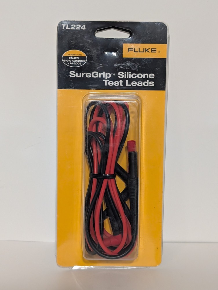 Authentic Fluke TL224 SureGrip Silicone Test Leads 1.5m Right Angle DMM Probes