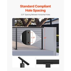 Uimoso 36x2x2 In Horizontal-Hole Cable Railing Post for Decks and Stairs
