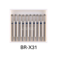 AZDENT 100pcs Dental Diamond Burs Ball Round FG 1.6mm for High Speed Handpiece