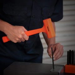 NEIKO 02847A 2 LB Dead Blow Hammer, Neon Orange | Unibody Molded | Checkered