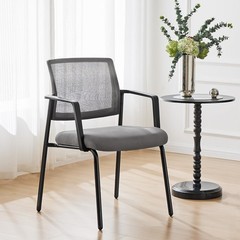 Stackable Reception Chairs with Mesh Back & Upholstered Cushion, Metal Frame, Gr