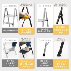 PYKES PEAK Folding 3-Step Ladder with Safety Lock No Assembly Required Handrail