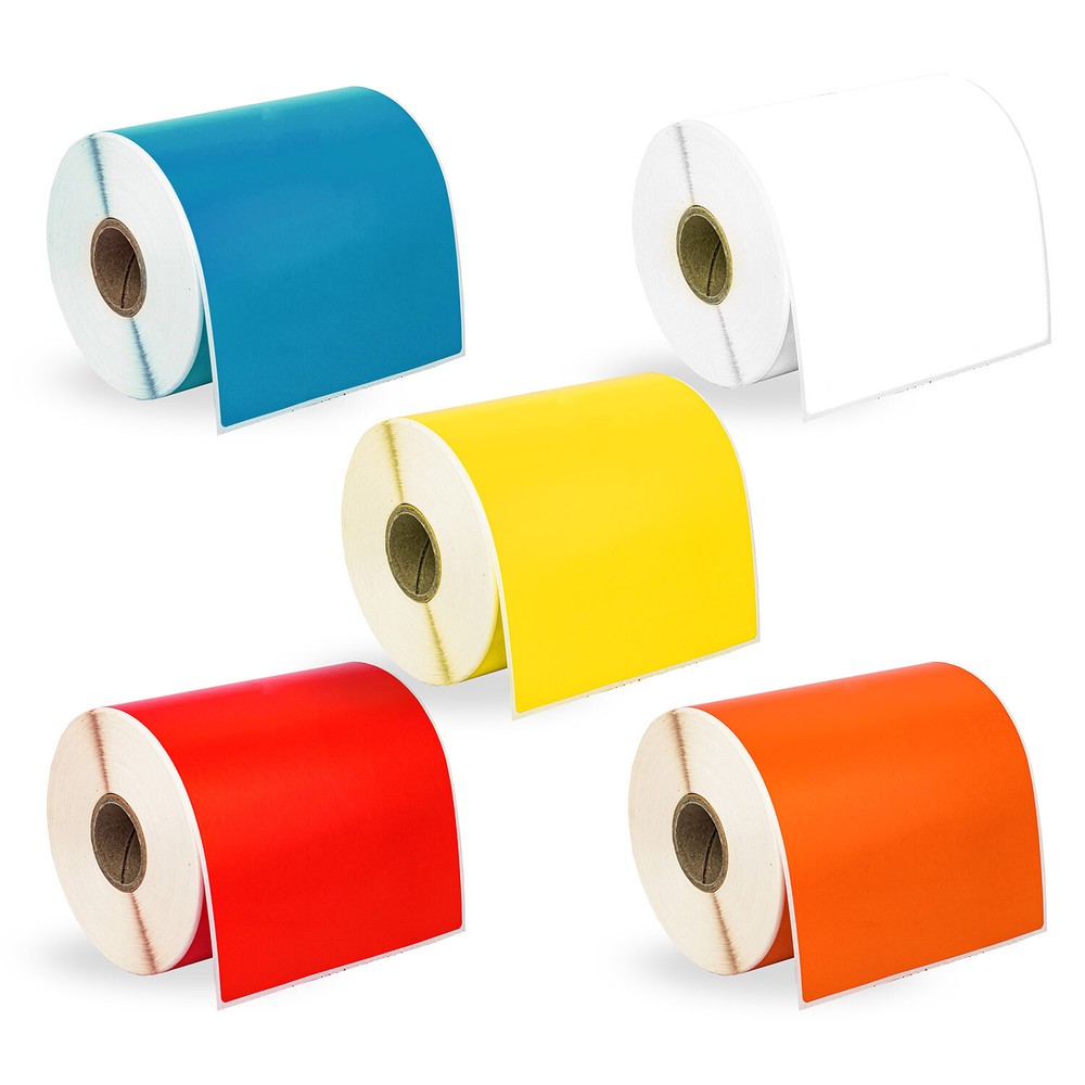 ZEBRA 4×6 COLOR COMBO Labels 1″ Core 5 Rolls:1 ea BLUE WHITE YELLOW RED ORANGE