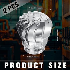 Tandefio 2 Pack 4 Inch Turbine Vent Stainless Steel 201 110mm, classic color