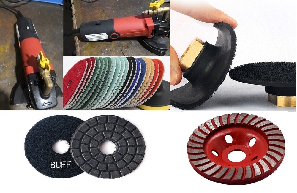Countertop Edge Polishing Kit 5″ Diamond Pad Wet Dry Grinder Flexible Backer Set