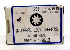 (250)! NEW #8 INTERNAL TOOTH LOCK WASHER STEEL ZINC PLATED FREE SHIPPING NH