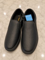 TredSafe Leather Black Slip Resistant Work Shoes Anti-Fatigue M5 W6 Unisex