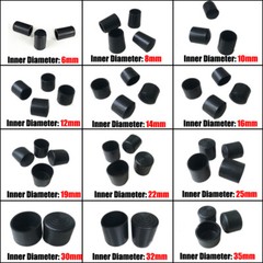 Black Chair Table Feet Stick Pipe Tubing End Cover 6mm~63mm Caps Cap PVC Rubber