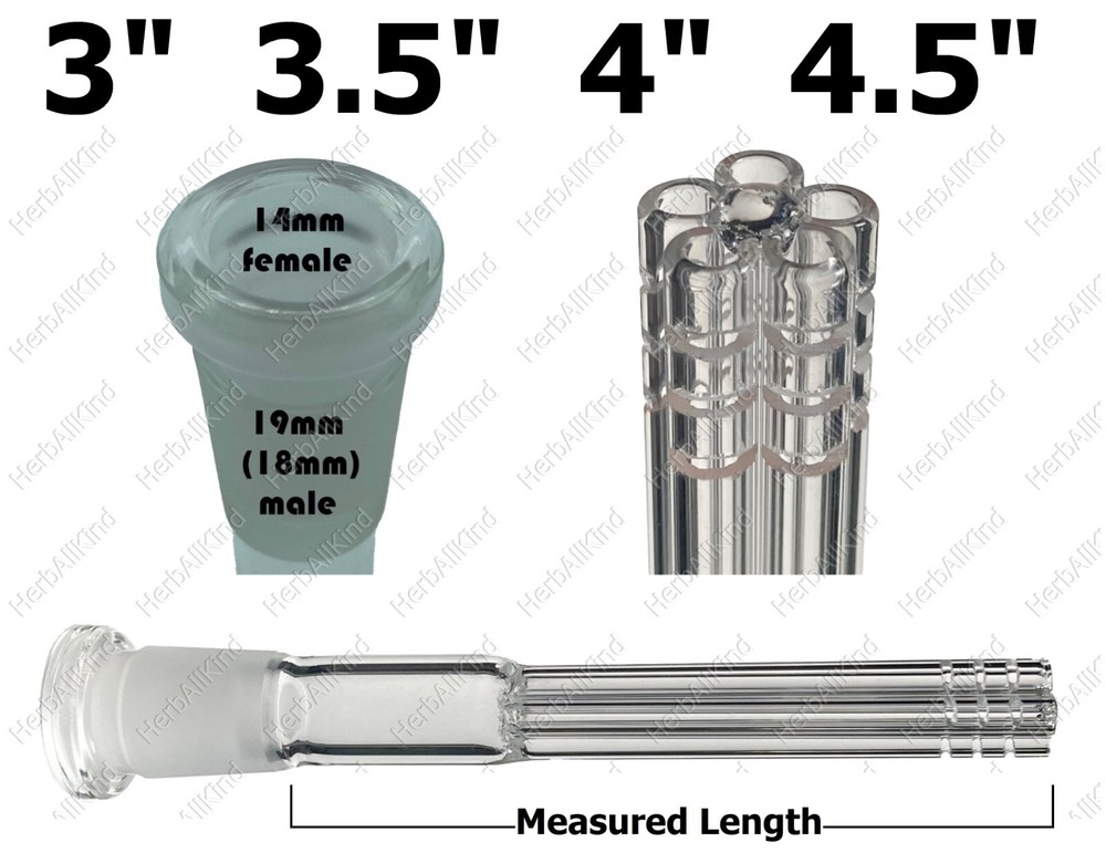 3″ 3.5″ 4″ 4.5″ 19mm / 18mm to 14mm Glass Downstem 5-Arm Tree Barrel Tube 15-Cut