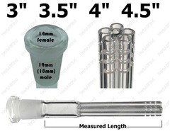 3″ 3.5″ 4″ 4.5″ 19mm / 18mm to 14mm Glass Downstem 5-Arm Tree Barrel Tube 15-Cut