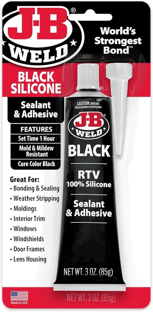 J-B Weld 31319 Black RTV Silicone Sealant and Adhesive – 3 oz.
