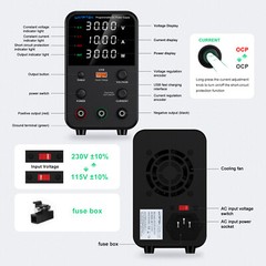 Adjustable 0-30/60/120V 0-2/3/5/10A Lab DC Power Supply Variable Bench Switching