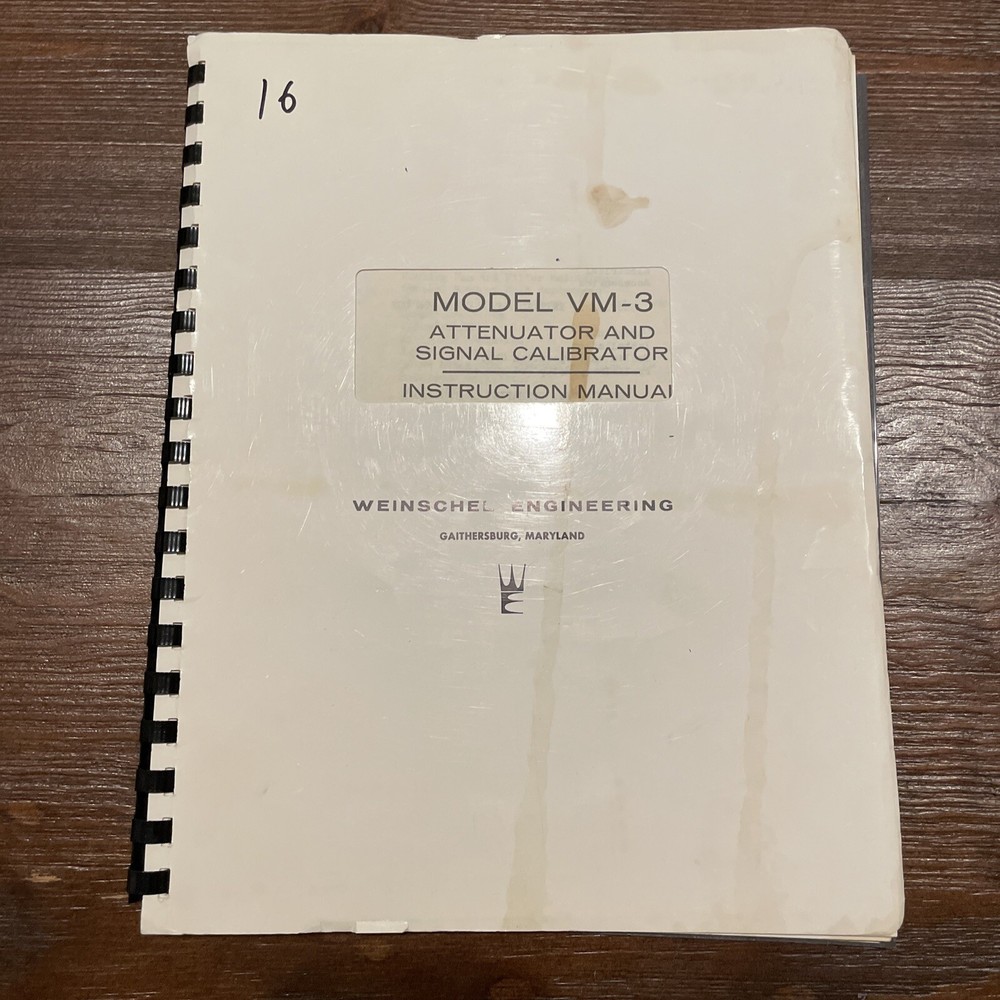 Weinschel Engineering VM-3 Attenuator & Signal Calibrator Instruction Manual