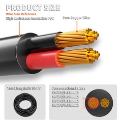 50FT 18 Gauge Wire 2 Conductor,18 AWG Copper PVC Cable,2 Core Flexible Extens