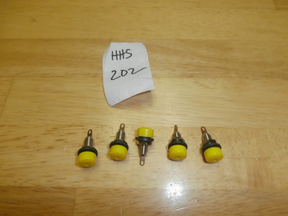 Lot/5 HH Smith 202 Yellow Insulated Tip Jack Test Point,NOS