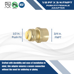 10 PIECES 1/2″ PUSH FIT X 3/4″ FNPT FEMALE THREADED ADAPTER