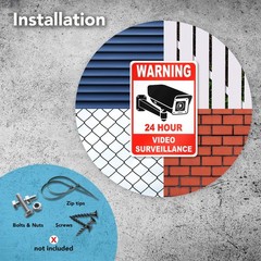 2 PC Video Surveillance Sign – 10×7 Aluminum Smile Your on Camera Signs – 24