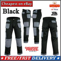 Men’s Cargo Trousers Work trouser knee pad pocket Black Grey Khaki Heavy duty