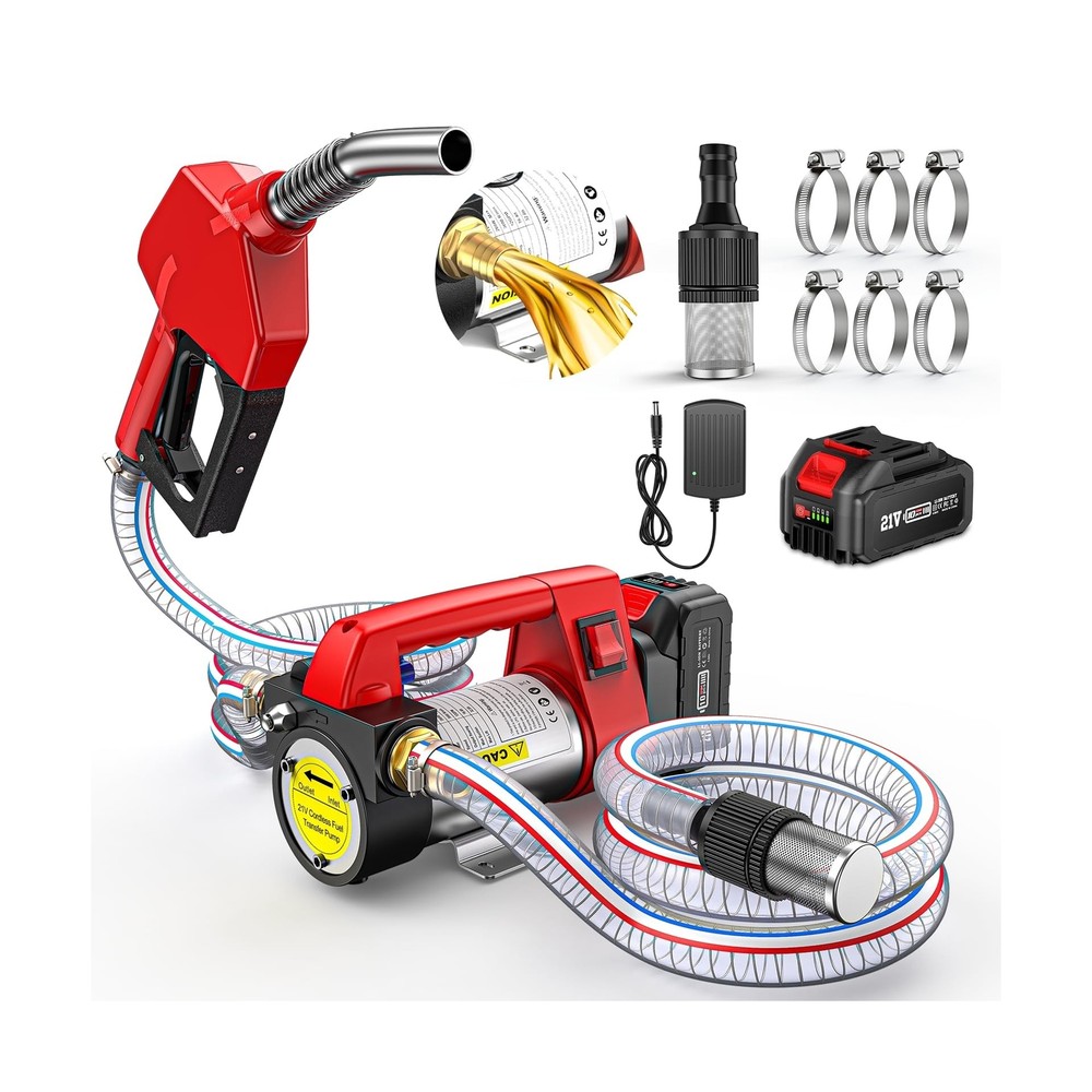 Fuel Transfer Pump Battery Powered, 21V DC Cordless Diesel Transfer Pump Kit …