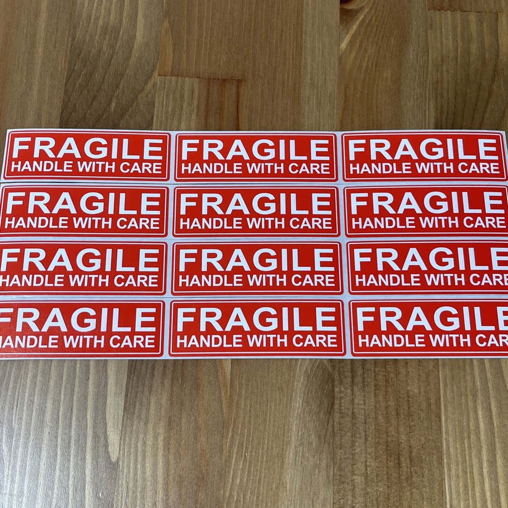 12pcs FRAGILE HANDLE WITH CARE 1″x3″ FRAGILE Stickers Packaging Safety Mailing