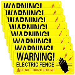 Blulu 8 Pack Metal Electric Fence Warning Signs 10 x 4 Inches Reflective Alum…