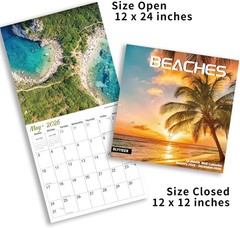 2026 Wall Calendar BEACHES, 12 Months Hangable Wall Calendars, Beach Calendars