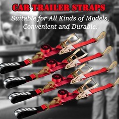4 Pack Car Tie Down with Snap Hooks – 2″ x 114″ – 3,300 lbs Safe Working Load…