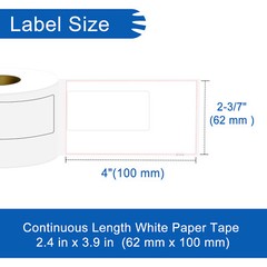 5ROLLS 62mmx100mm Shipping Label 2-3/7″x4″ Compatible Brother QL-810W DK-1202