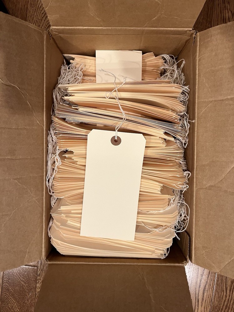 700 Qty. Size #8 Manila Tags w/ String, Reinforced Hole Punch Shipping Inventory
