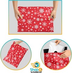 Shop4Mailers 10 x 13 Christmas Snowflake Winter Holiday Poly Mailer Bags Red