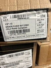 Qty 100 1/2″-13 Grade 5 Finished Hex Nuts Zinc CR+3 RoHS Compliant 1/2 in. Nut