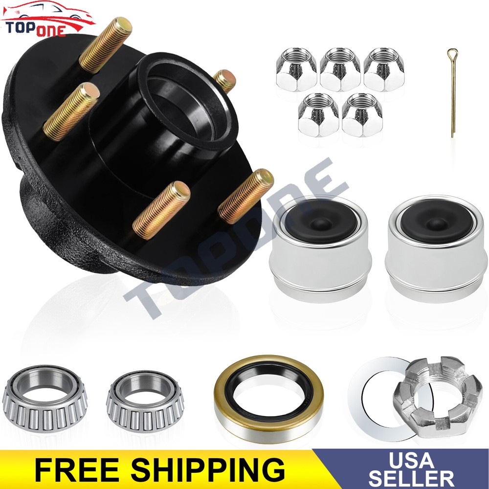 3500Lb Trailer Axle Trailer Hub Kit 5 Bolt 4.5″,5×4.5 Trailer Hub Fit 1-1