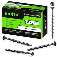 meite Drywall Screws #8 x 2-1/2″ Coarse Thread Phosphate Finish Phillips Drive