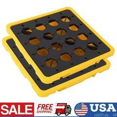 2X Drum Spill Containment Pallet with Drain Outlet, Leakproof Stackable Tray US