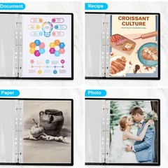 100PCS Clear Plastic Sheet Page Protectors Sleeves A4 Size Document Ring Binder