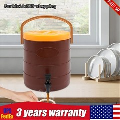 6.6gal Brown Insulated Beverage Dispenser Hot Cold Drink Dispenser with Faucet