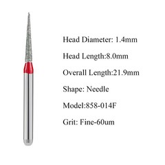 Dental FG 858 014F Needle Shape Diamond Burs Fine Grit/Extra Fine 20pc USA Stock
