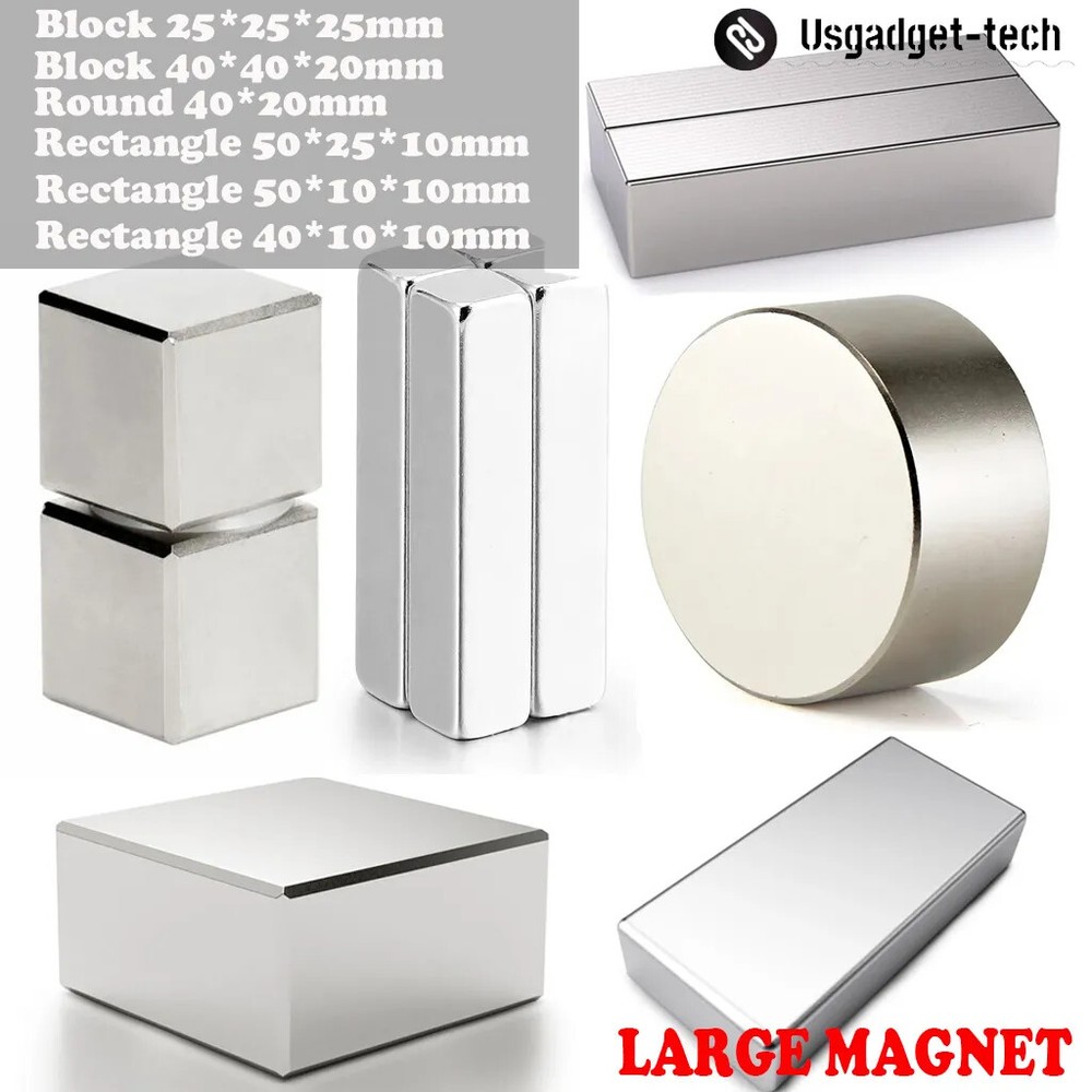 N52 Large Neodymium Rare Earth Magnet Block Round Rectangle Strong Huge Magnets