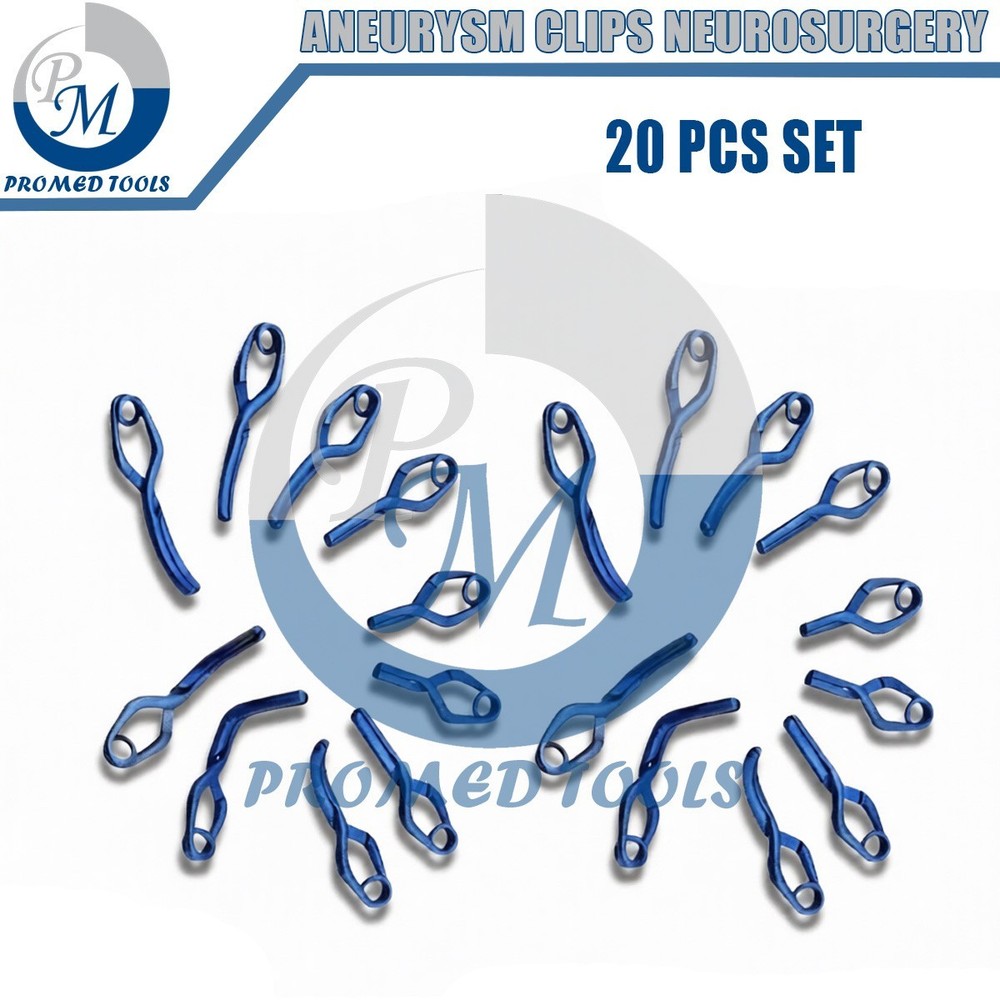 Aneurysm Clips Neurosurgery 20 Pcs Set In Titanium Premium Quality