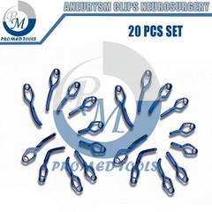 Aneurysm Clips Neurosurgery 20 Pcs Set In Titanium Premium Quality