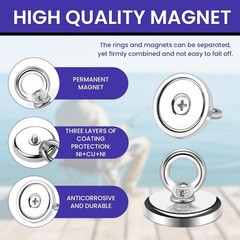 Strong Neodymium Fishing Magnets 6 Pack, 100 lbs45KG Pulling Force Rare Earth…