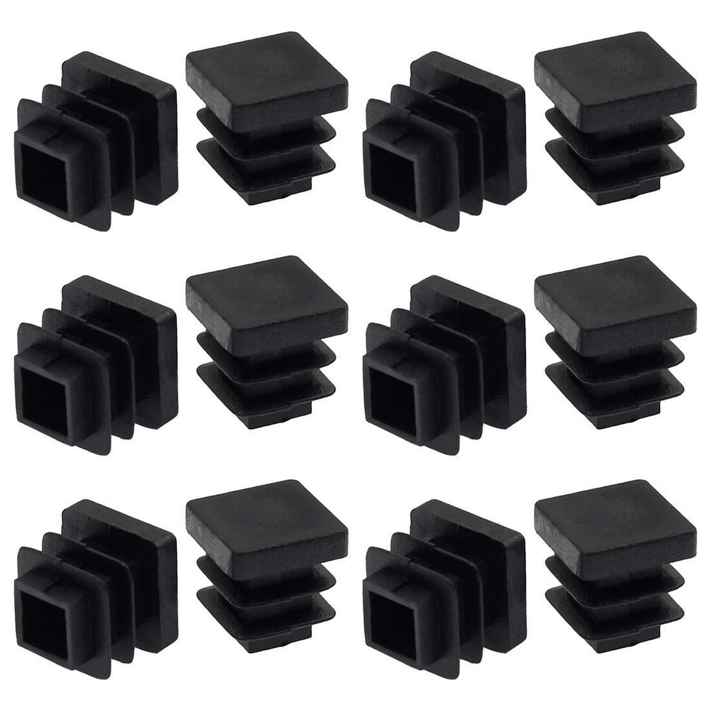 12 Pack 1/2 Inch Square Plastic Plug Inserts End Caps for Square Tubing