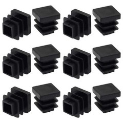 12 Pack 1/2 Inch Square Plastic Plug Inserts End Caps for Square Tubing