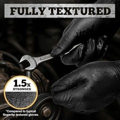 100X Black Nitrile Nitro Powder Free Disposable Gloves – Heavy Duty 6g Thickness
