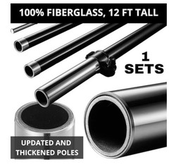 2 Pack-15ft Fiberglass Swooper Pole For 12ft Feather Flag HeavyDuty Ground Stake